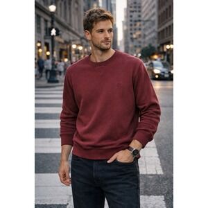 Faconnable Men's Burgundy Crewneck Sweatshirt Vintage Made in Hong Kong Size M